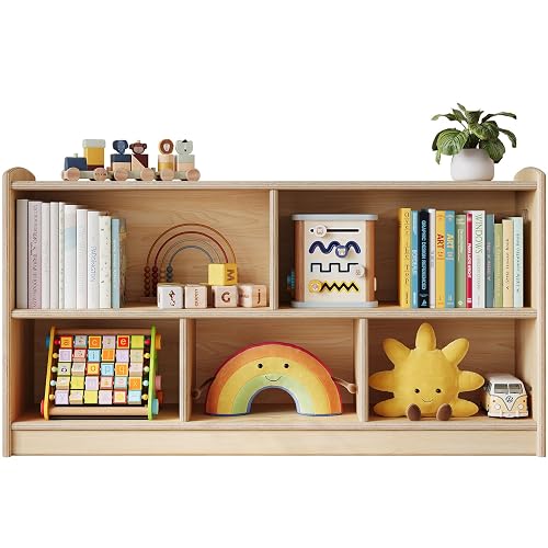 ONBRILL 2-Tier Wood Montessori Cabinet for Kids, Toddler Room Book