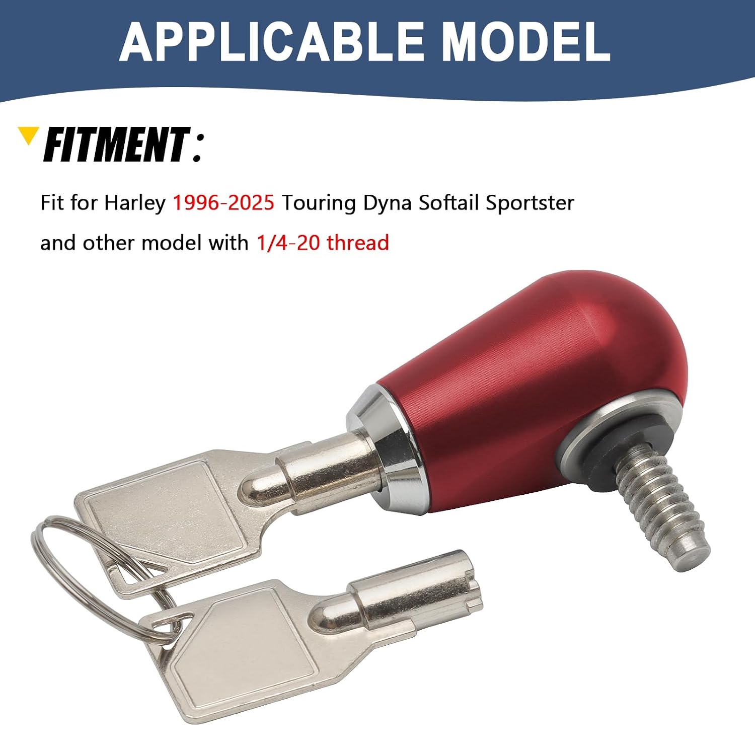 Seat Bolt Screw Anti Theft Seat Lock Bolt 1/4-20 Thread Fit for Harley 1996-2025 Touring Road King Street Glide Road Glide Sportster 883 Dyna Fat Bob Softail Fat Boy (Red)