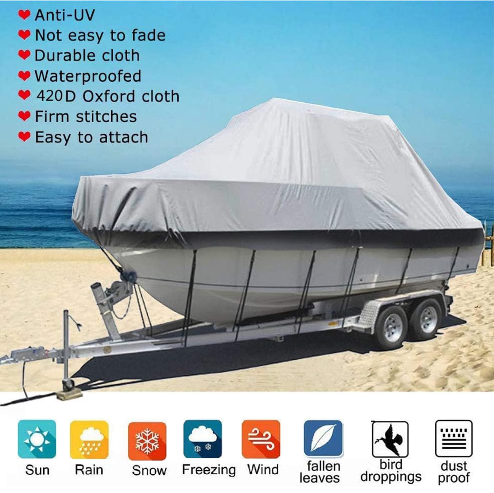 Bâche étanche Pour Bateau Coque En V 14-16 Pieds - 600D - Noir 540x290cm - Neuf