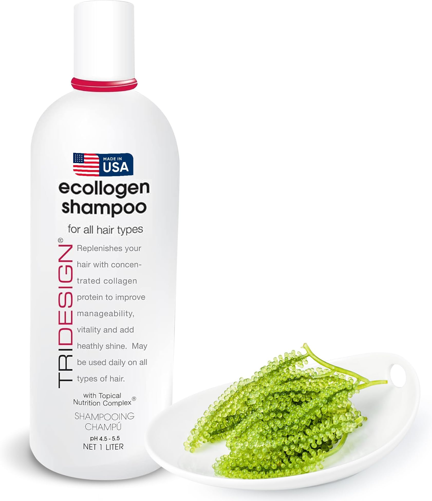 - TRI Design Ecollogen Shampoo - Hair Shampoo For Natural Hair - Moisturizing, Hydrating - Gentle Hair Products, Thickening, Volumizing Shampoo - Liter (33.8 oz.)
