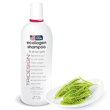 TRIDESIGN Ecollogen Shampoo Moisturizing Care For Locks - 33.8 oz Liter | Gentle cleanser provides natural thickening and volumizing benefits without heavy buildup or excess weight on fine strands
