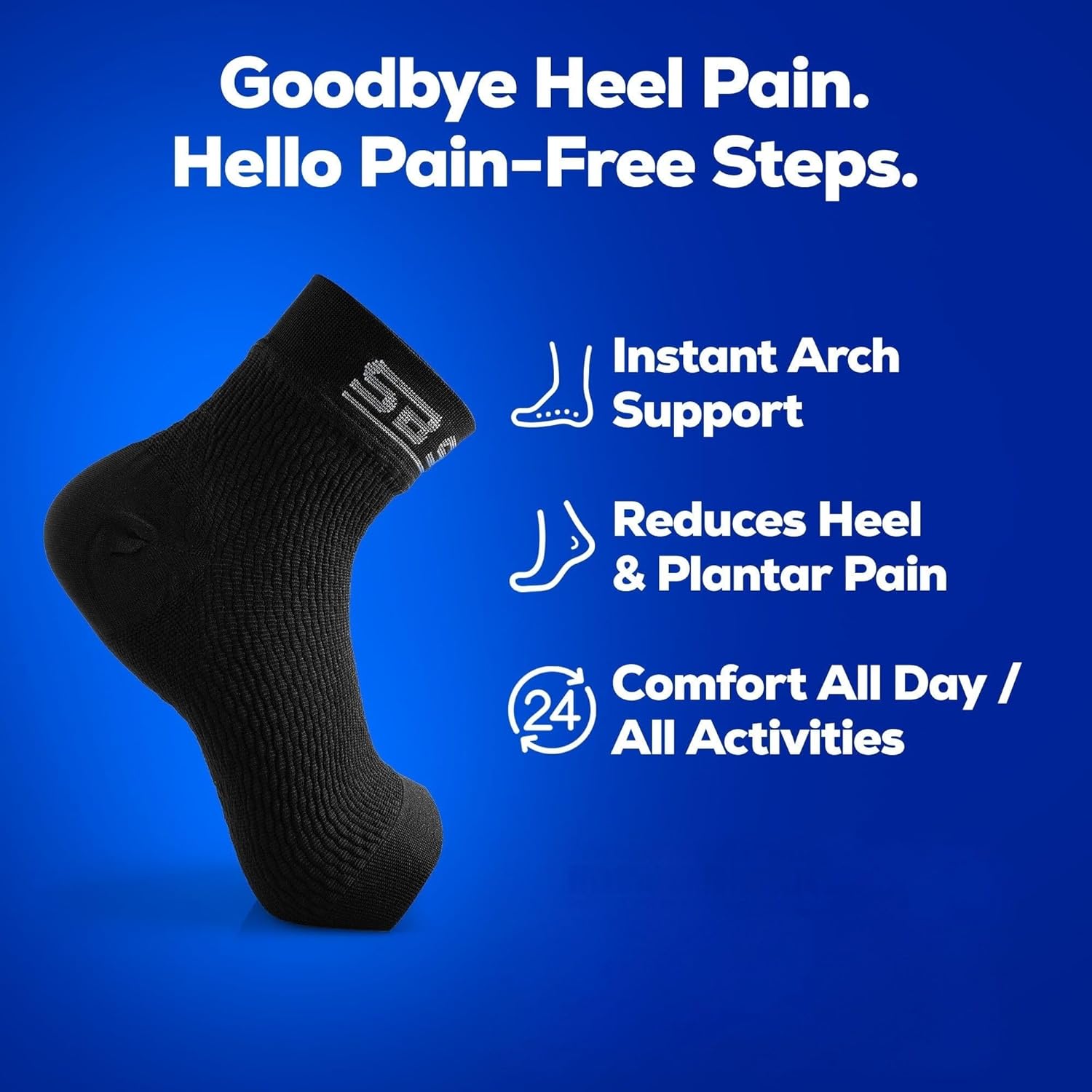 SB SOX Plantar Fasciitis Relief Socks – Ankle Brace Compression Sleeve – Arch Support for Foot Pain, Swelling, Heel Spurs – Foot Brace for Achilles Tendonitis Relief, Injury Recovery (Black, Small) - Image 3