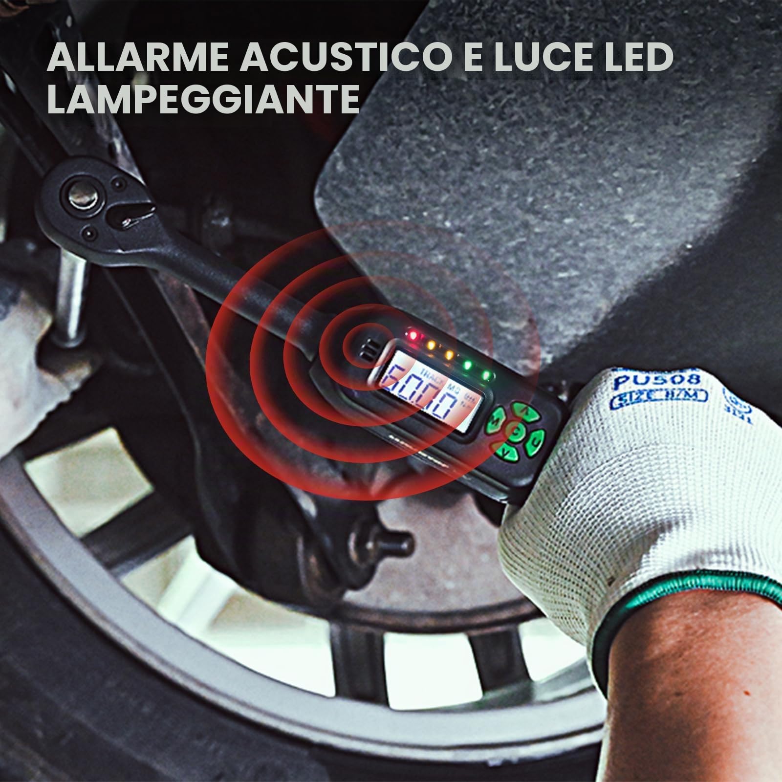 Chiave Dinamometrica Digitale 1/4'', 1,5-30Nm Chiave Dinamometrica Elettronica per Bici, ± 2% Precisione di Coppia a Doppia Direzione, Cicalino e Notifica Flash LED per Moto