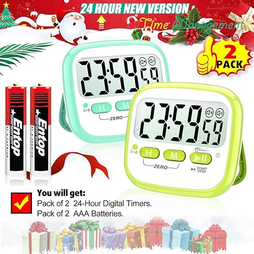 Miniatura 8 de Antonki Paquete de 2 temporizadores de aula para niños y profesores, temporizador digital de cocina magnético de cuenta regresiva para cocinar,