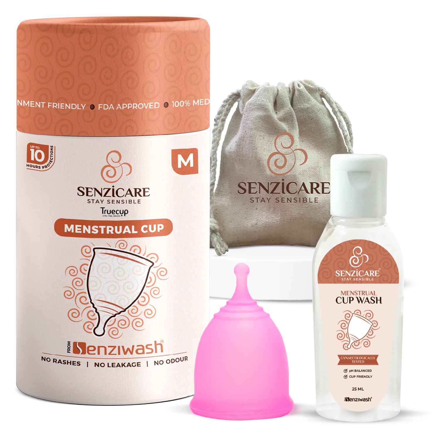 Senziwash Truecup Medium Reusable Menstrual Cup & Cup Wash For Women Up To 10 Hrs Protection|No Leakage Or Odour|Hygienic & Comfortable Period Cup|Medical Grade Silicone (Medium Cup + Cupwash) - 2 (B0B5NH6RSB) Amazon Price History, Amazon Price Tracker