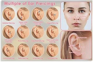 Ear Piercing Chart Poster Tattoo Parlor(2) Canvas Painting for Living Room Bedroom Decor 12x08inch(30x20cm) Unframe-style