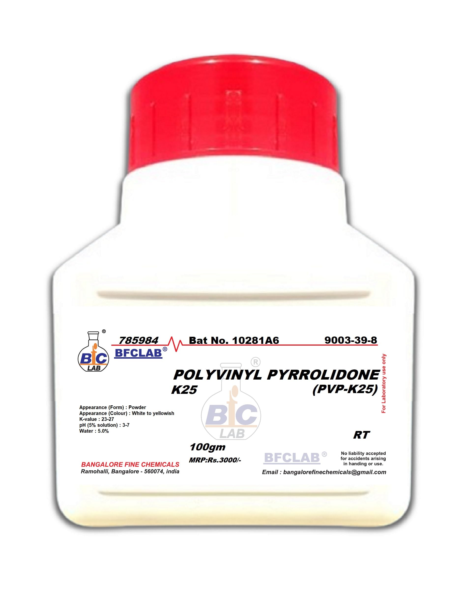 BFC POLYVINYL PYRROLIDONE K 25-100gm, (PVP K25), CAS No:9003-39-8-image-24