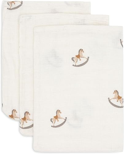 Jollein Lot de 3 gants de toilette pour bébé - Nostalgic Ride - 15 x 20 cm - 100