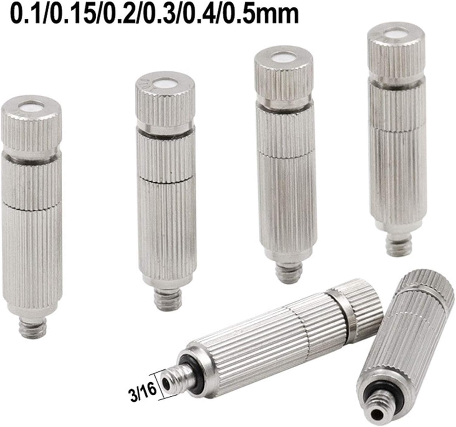 60pcs Brass Misting Nozzle Kit for Cooling System, High Pressure 3/16" Threaded Mister Nozzles, Anti-drip Fogging Spray Head for Landscaping, Air Humidification, Spraying Disinfection