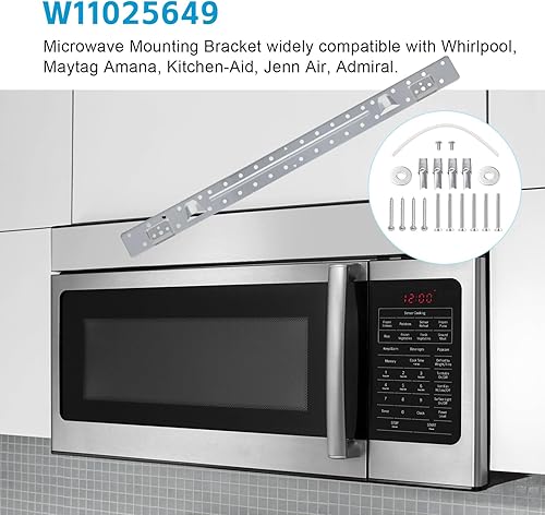 Miniatura 9 de W11025649 Soporte de montaje para microondas compatible con Whirlpool Maytag Placa de montaje en pared para microondas Reemplazar 4545957,