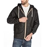 Mens Lightweight Waterproof Coated Hooded Rain Jacket- Light Windbreaker Raincoat for Men- Rain Slicker