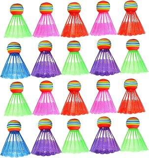 Colored Badminton Shuttlecocks 20-Pack Plastic Birdie Balls for Training Beginners Family Outdoor Sports Durable Rainbow Shuttlecock