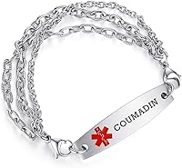 Vista 23 de Brazaletes de alerta médica ajustables de 7.5" a 9" para mujer/hombre, de acero inoxidable, intercambiables