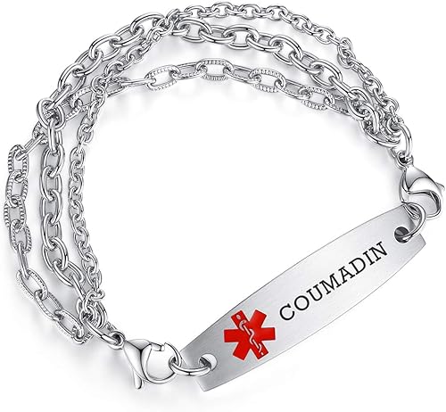 Miniatura 23 de Brazaletes de alerta médica ajustables de 7.5" a 9" para mujer/hombre, de acero inoxidable, intercambiables