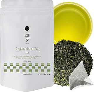 Asayu Japan Premium Gyokuro Japanese Green Tea 15 Tea Bags - Shade Grown Japanese Green Tea 2.5gr x 15 bags for Mornings and Breakfast, 100% Made in Japan Gluten-Free Tea