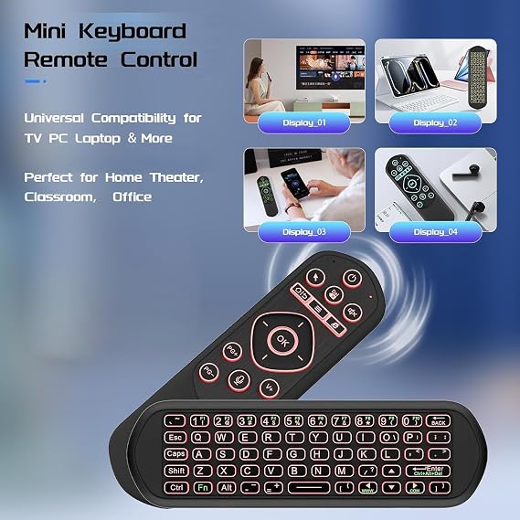 iPazzPort Air Mouse & Bluetooth Universal Remote, Backlit 2.4G USB Remote Control, for PC, Android, Smart TV, HTPC, Raspberry Pi 5