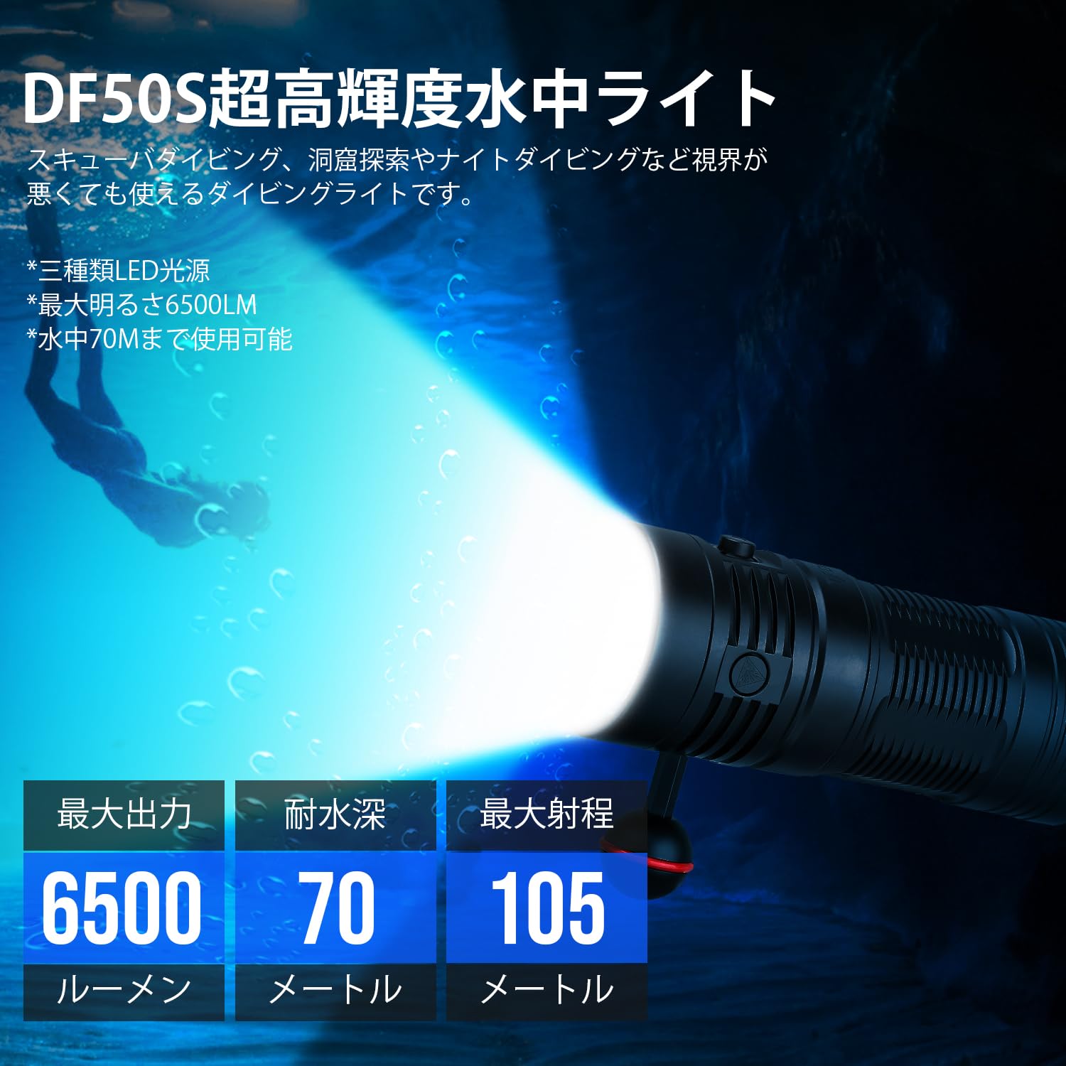 Amazon.co.jp: TrustFire DF50S 水中ライト 6500ルーメン LED 懐中電灯