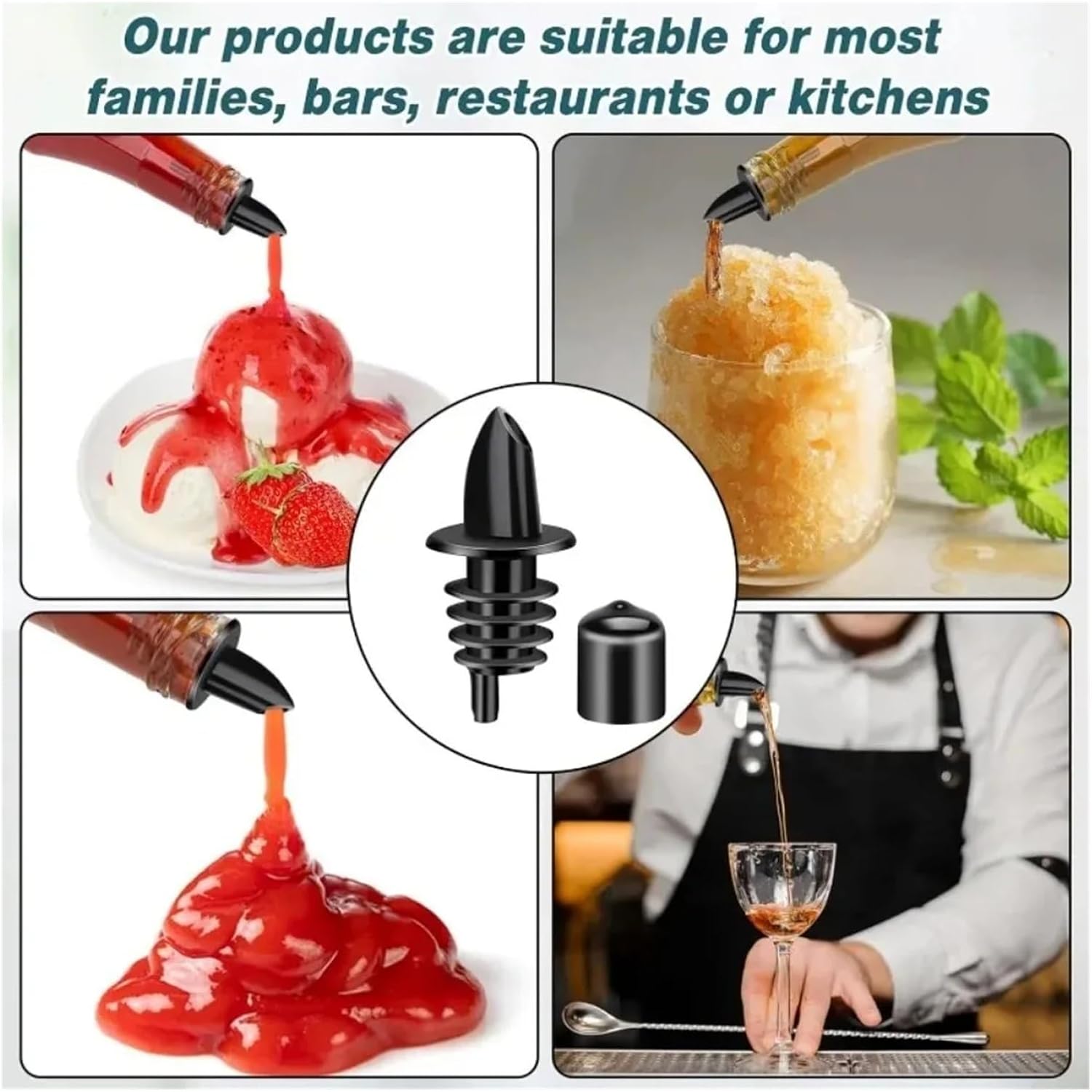 Bottle Pour Spouts Plastic Liquor Bottle Pourers with Rubber Pourers Dust Cap Covers Bottle Pourers for Liquor Bottles for Pubs(50pcs)