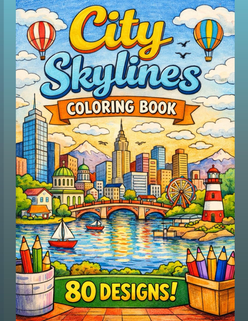 City Skylines Coloring Book: 80 Relaxing and Beautiful Cityscape Designs for Adults – Easy & Stress-Free Urban Skyline Coloring Pages