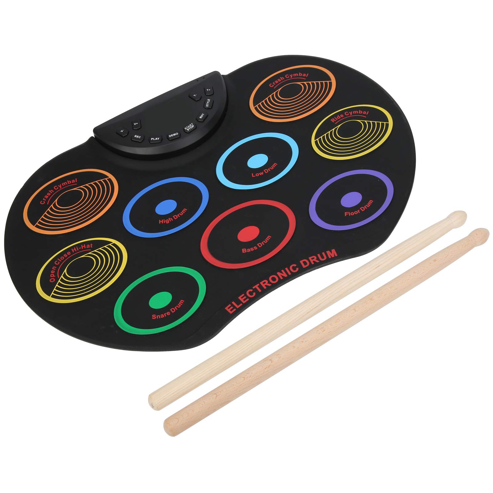 with 3.5mm Audio Input, Electronic Drum Pad, Color Electronic Drum, Support Recording and Playback Functions, Colorful for Children Home(Colorful Models)