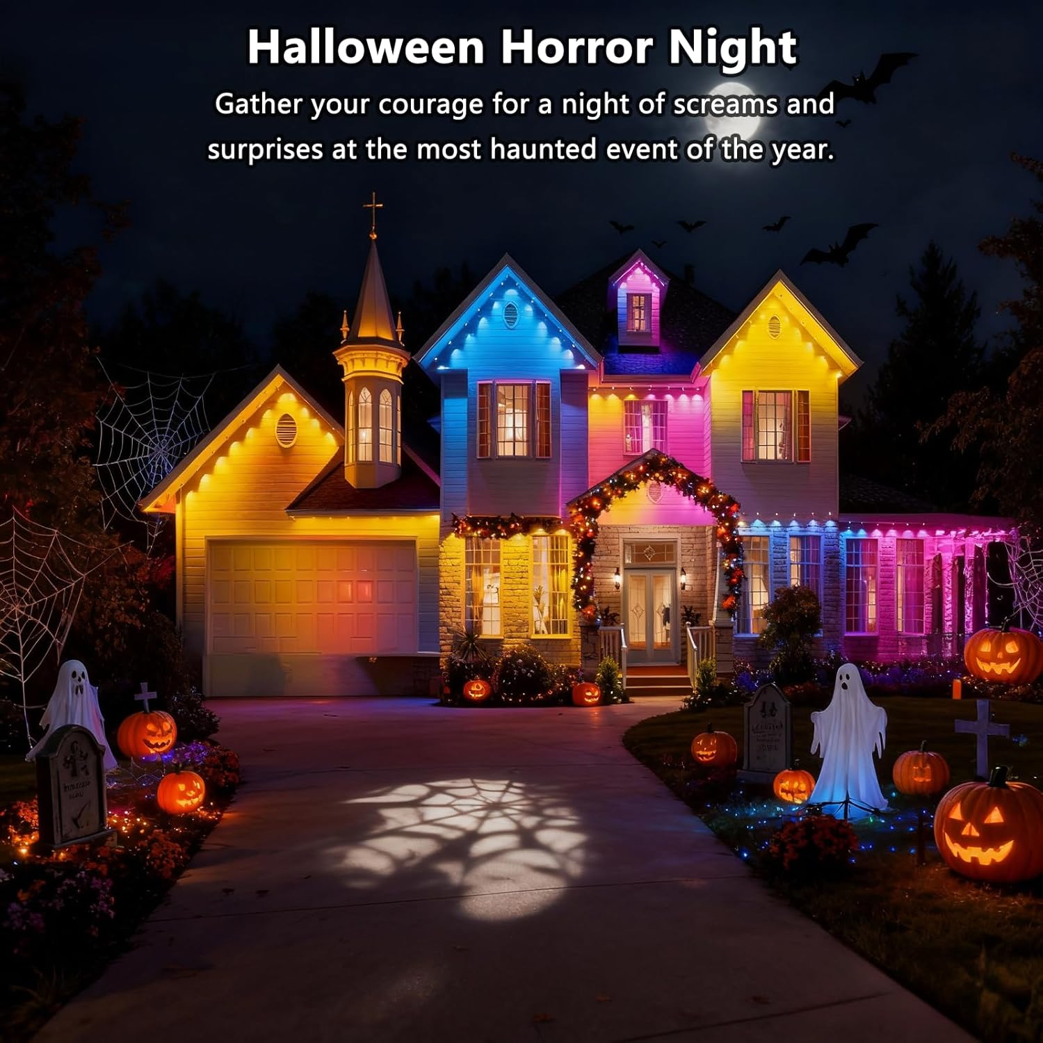 200FT Permanent Outdoor Lights Pro: Smart AI RGBTW Light, Cool/Warm Eaves Lights for Christmas Decoration, Lighting for Outdoor, Garden Daily Decor, Compatible with Alexa, Google Assistant