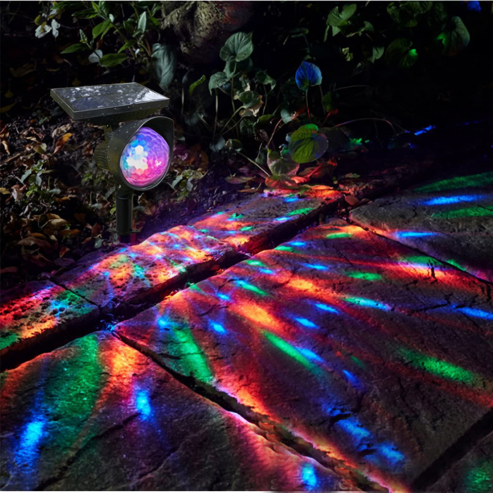 OUKENS Outdoor Landscape Lawn Projector Lamp, Waterproof Solar Powered Rotating Color Light, LEDs Color Landscape Path Lights,Solar Lights Outdoor for Garden