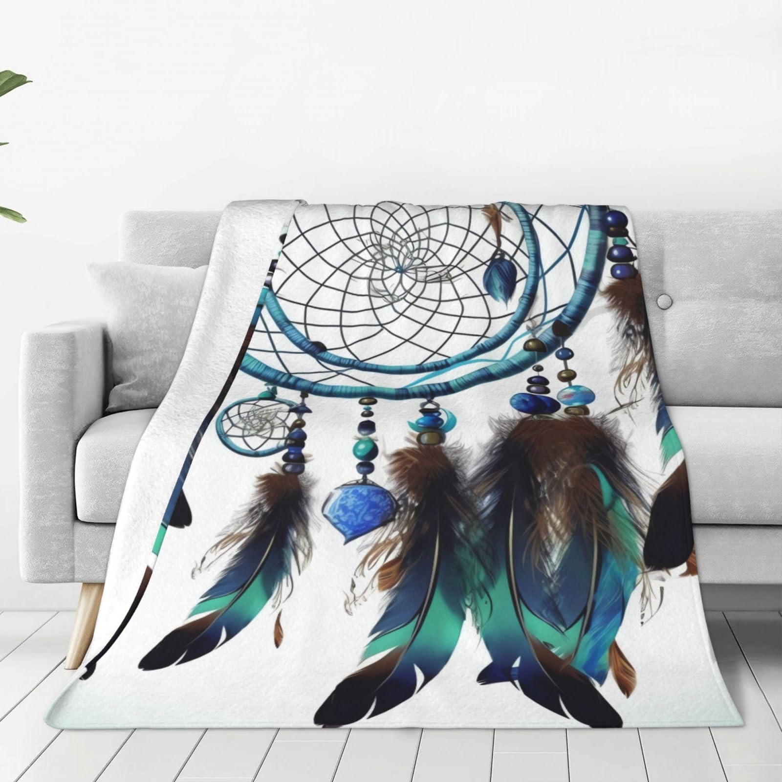 Native American Dream Catcher Throw Blanket 50"x40" Flannel Fluffy Warm Blanket for Couch, Reversible Plush Blankets for Bed, Comfy Fuzzy Blanket for Sofa, Plush Lightweight-Blankets for All Season