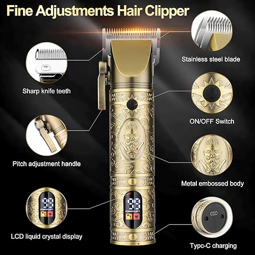 Miniatura 2 de Cortadora de pelo profesional inalámbrica para hombres  Cortadora de pelo Zero Gap T-Blade Trimmer Eléctrica de lámina y recortadora de pelo de
