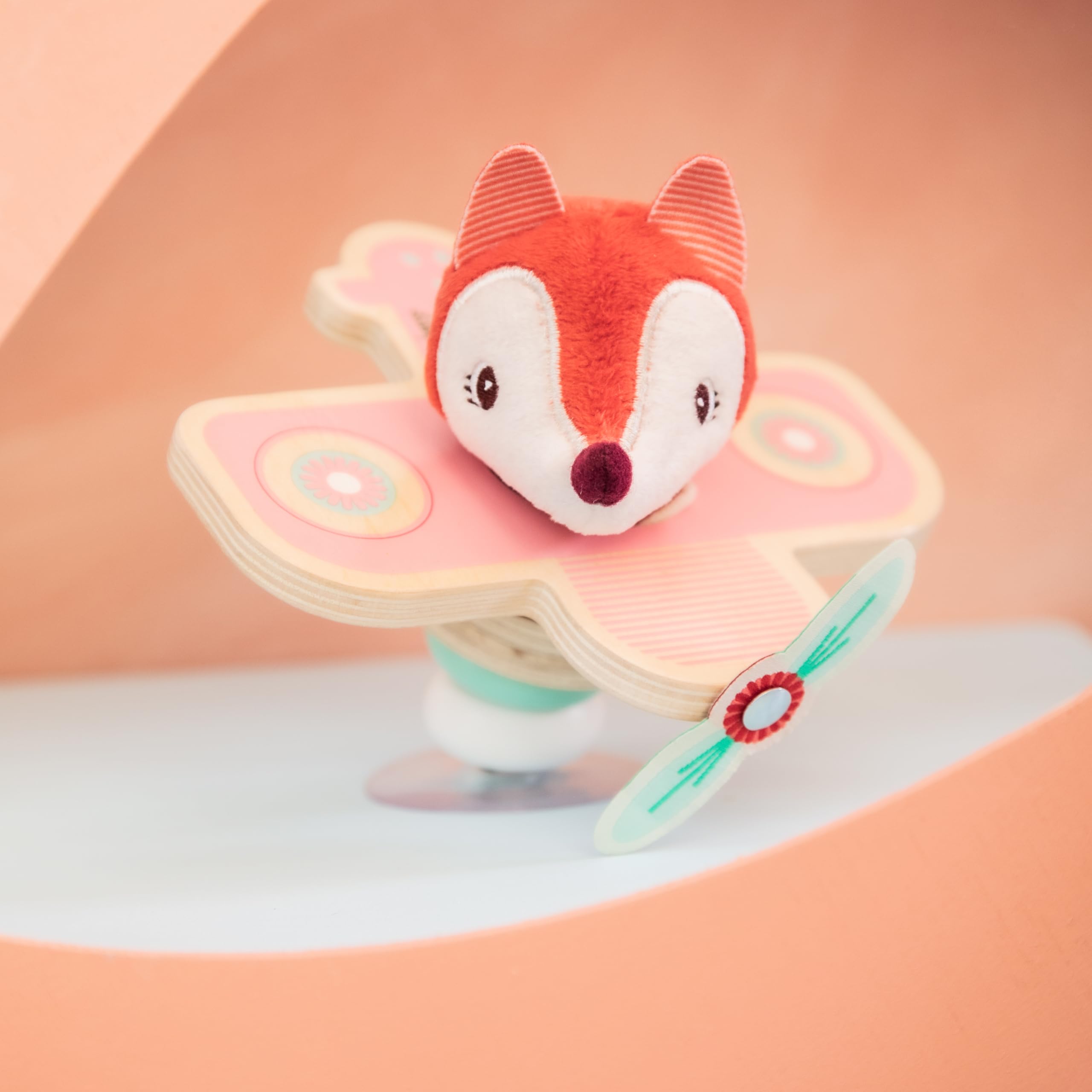 LILLIPUTIENS, Alice in Airplane Swing with Suction Cup, Interactive Baby Toy with Bell and Wooden Rings - Image 2