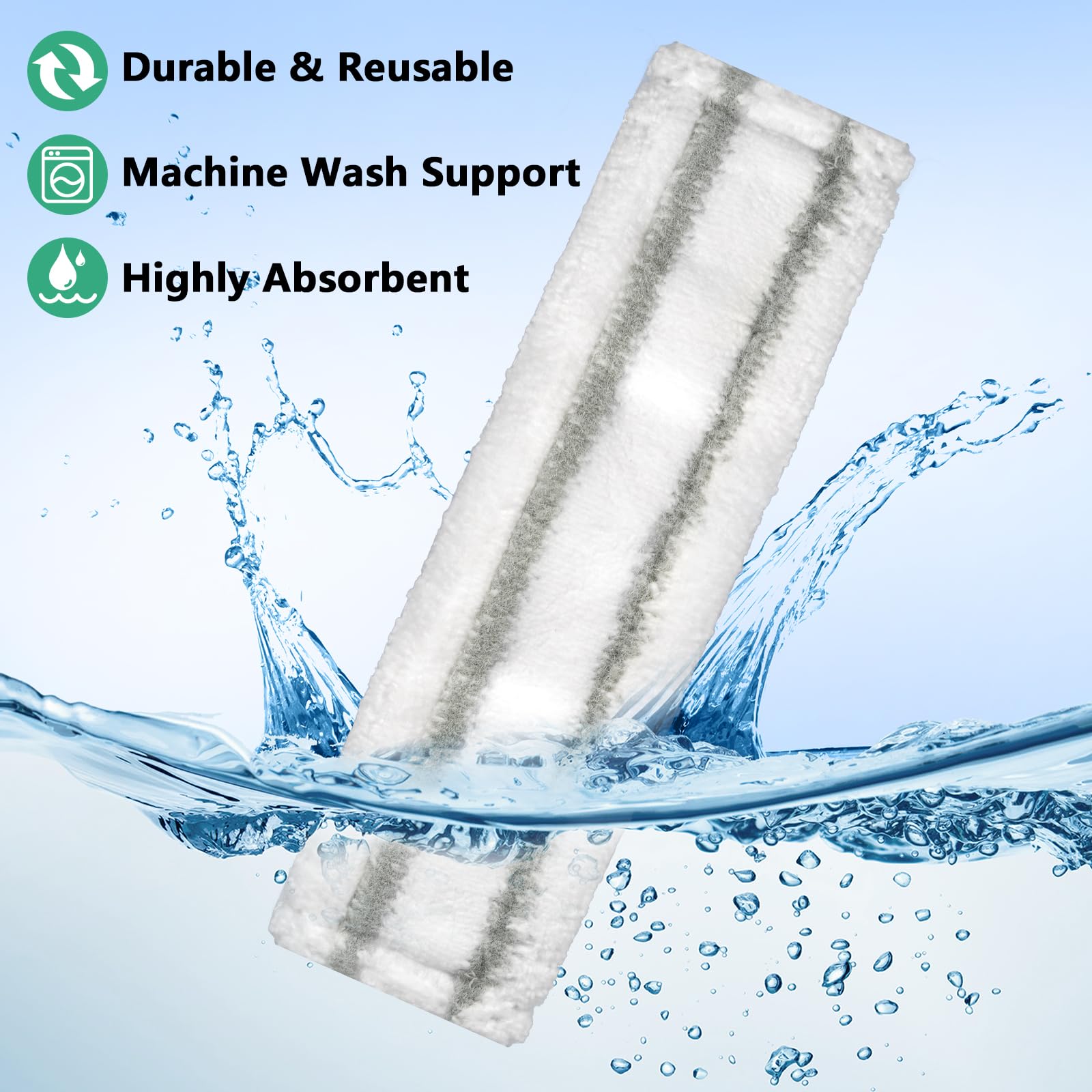 Lot de 3 tampons de rechange en microfibre - Pour aspirateur de fenêtre Kärcher WV2 WV5 Premium Plus