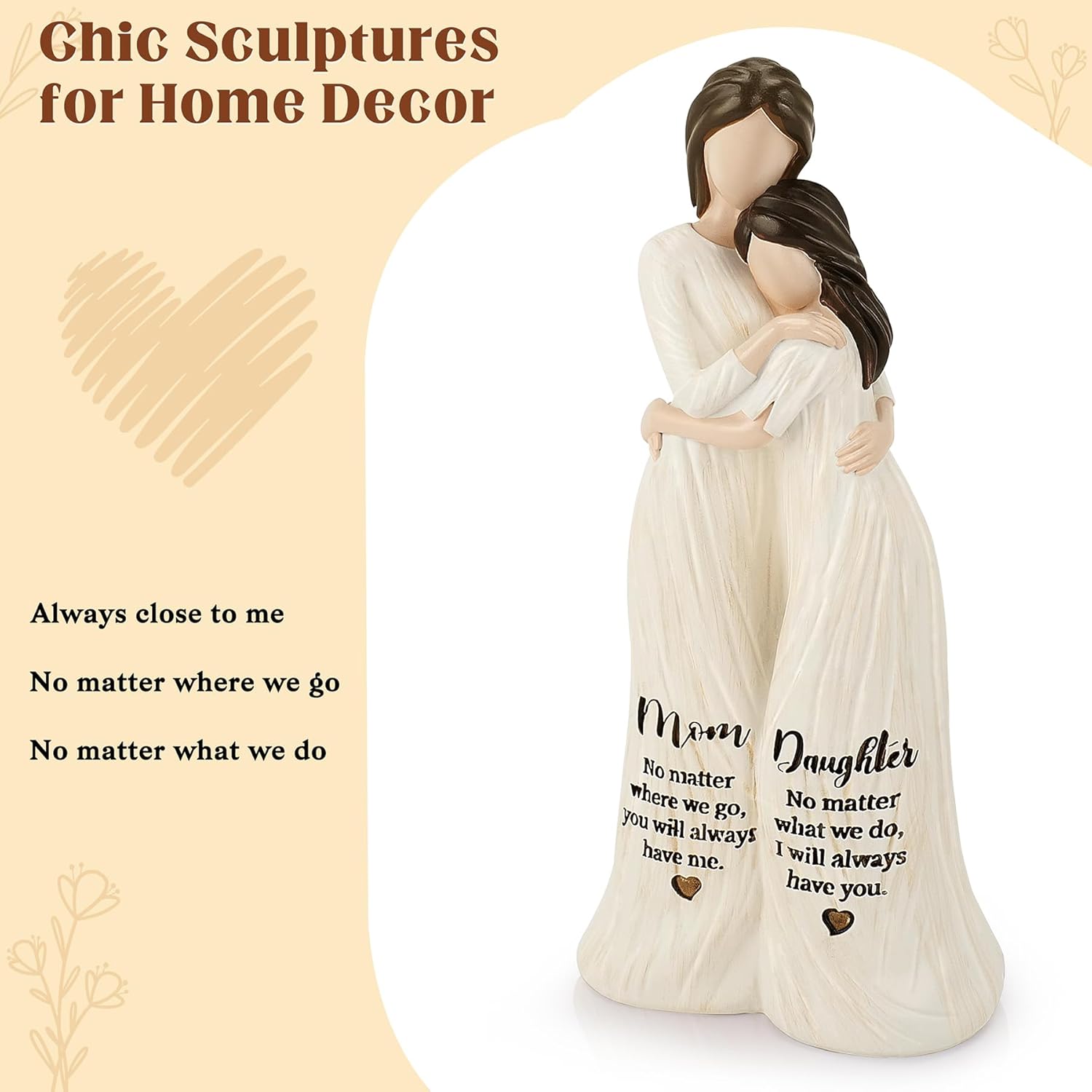 Mom Birthday Gifts from Daughter, Gift for Moms and Daughters, Mom and Daughter Figurines, Mom's Gifts from Daughter, Gift for Mother's Day Birthday, Sculpted Hand-Painted Figurine