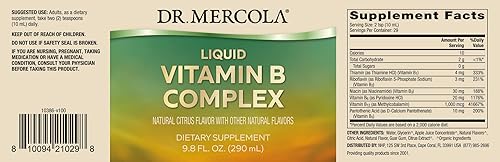 Miniatura 4 de Dr. Mercola Suplemento dietético líquido de complejo de vitamina B, 29 porciones (9.80 onzas líquidas), apoyo energético y para el estado de ánimo,
