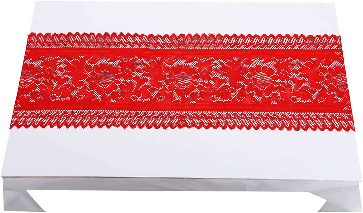 mookaitedecor Lace Table Runner for Wedding Party Coffee Table Decor Red, 13 x 54 Inch