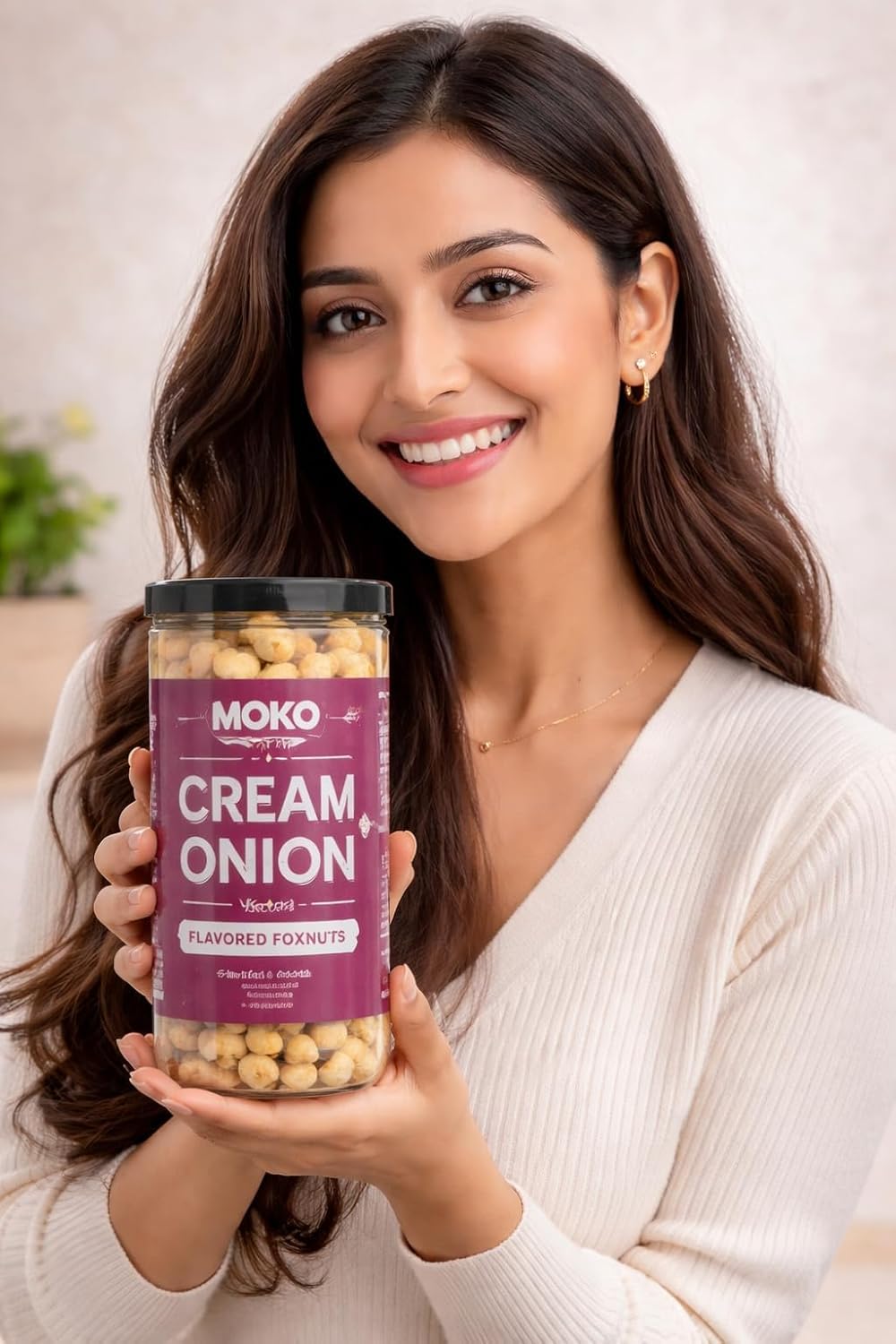 MOKO Cream & Onion Makhana β Roasted Foxnuts Snack, Gluten-Free & High Protein, Healthy Lotus Seeds, Light & Crunchy Evening Snack, 70g 4