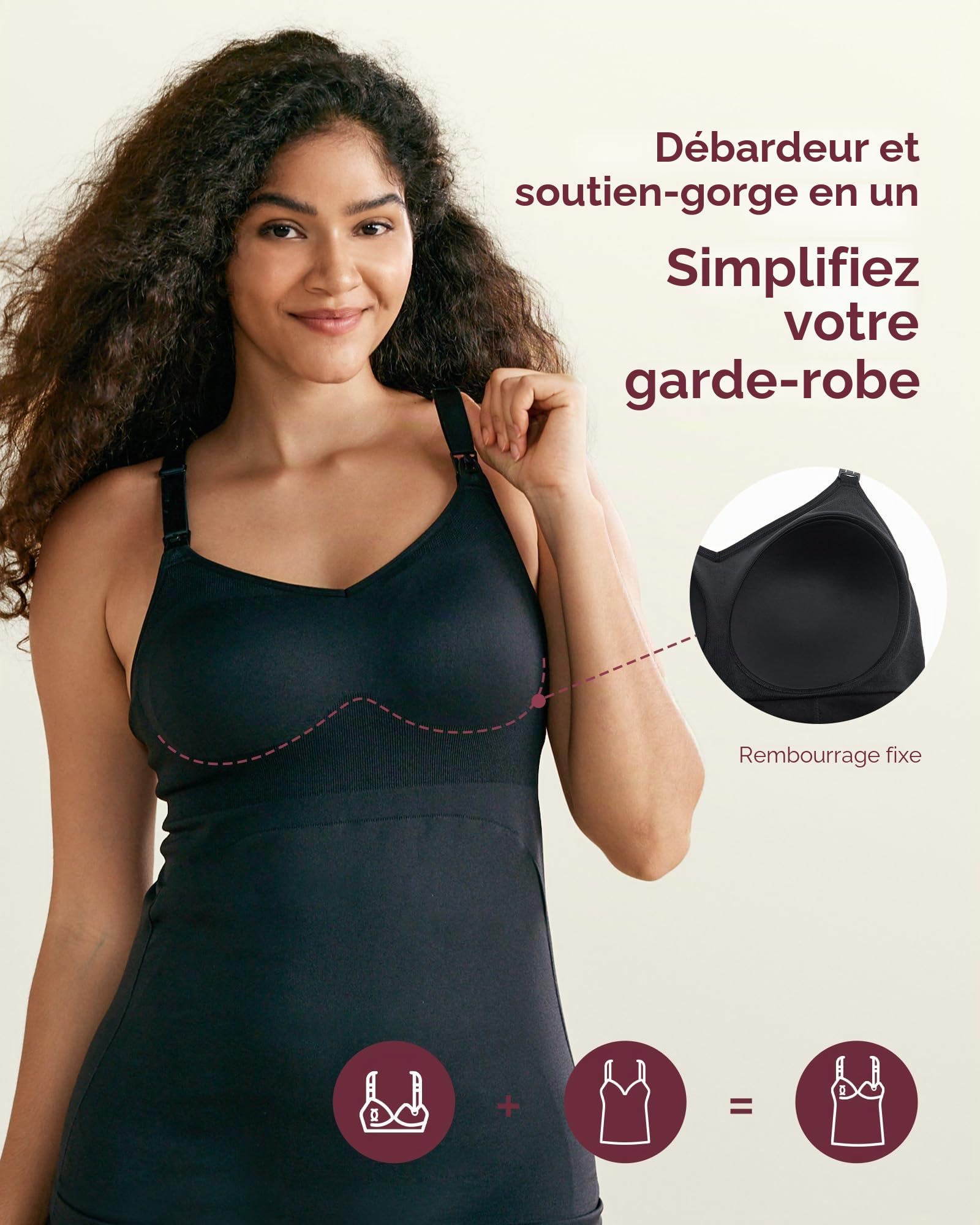 momcozy débardeur Allaitement Femme Mains Libres, Top Tout-en-Un pour Tire-Lait et Allaitement avec Soutien-Gorge intégré et Coques Fixes