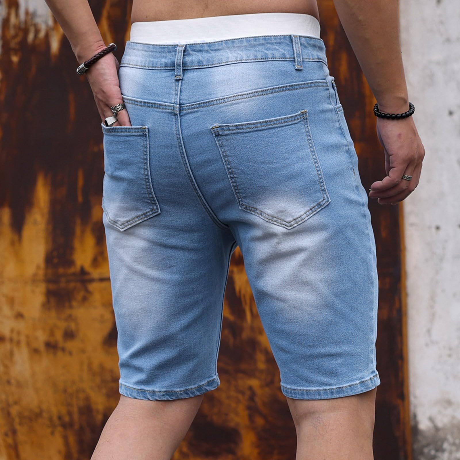 Bermuda en jean pour homme - Short d'été - Short de sport - Pantalon court en jean - Pantalon de loisirs - Denim stretch - Pantalon de randonnée - Pantalon de jogging ample