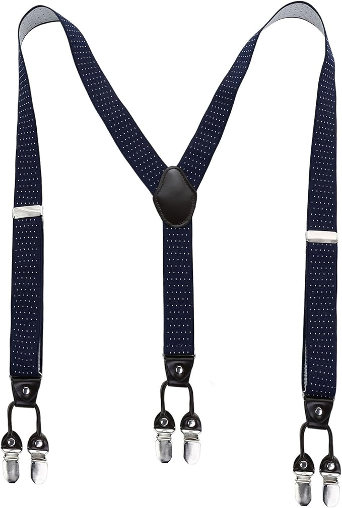 AWAYTR Men Y Back Clip Suspenders Heavy Duty 6 Clips