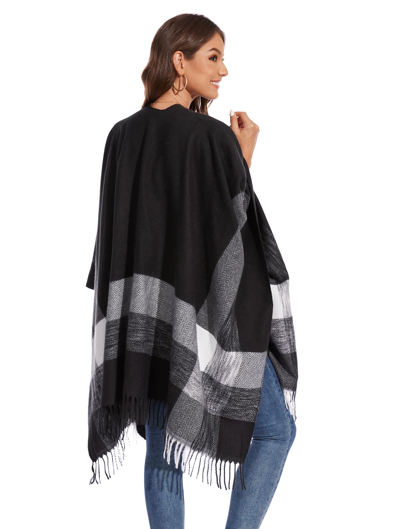 colornival Elegante Mantella da Donna con Fronte Aperto Poncho Morbido, Adatto per Primavera, Autunno e Inverno