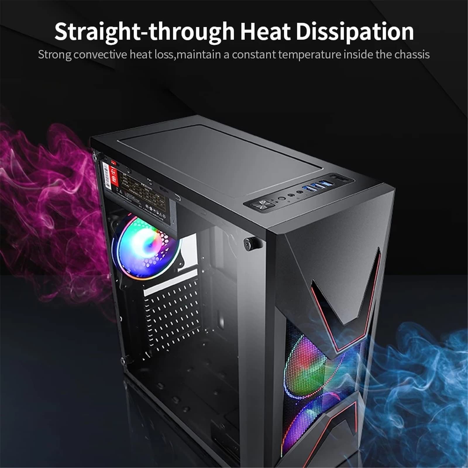Amazon.co.jp: ミドルタワーPCケース ATXフルビューサイド透明PCケース 