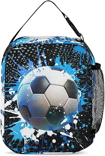 Miniatura 4 de Fiambrera de fútbol Bolsa de almuerzo de fútbol reutilizable para mujeres, hombres y niños Pequeña lonchera portátil plegable aislada para