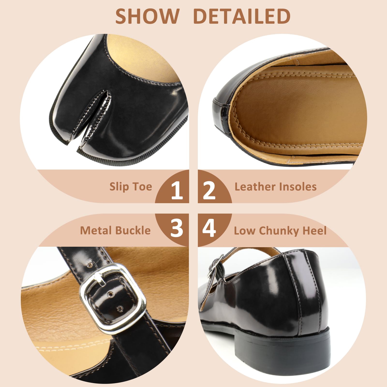 Tabi Mary Jane Damen Stiefel Schlitz Schnalle Gürtel Damen Flach Bequem Casual Chic Party Schule Arbeitskleid Pumps Schuhe