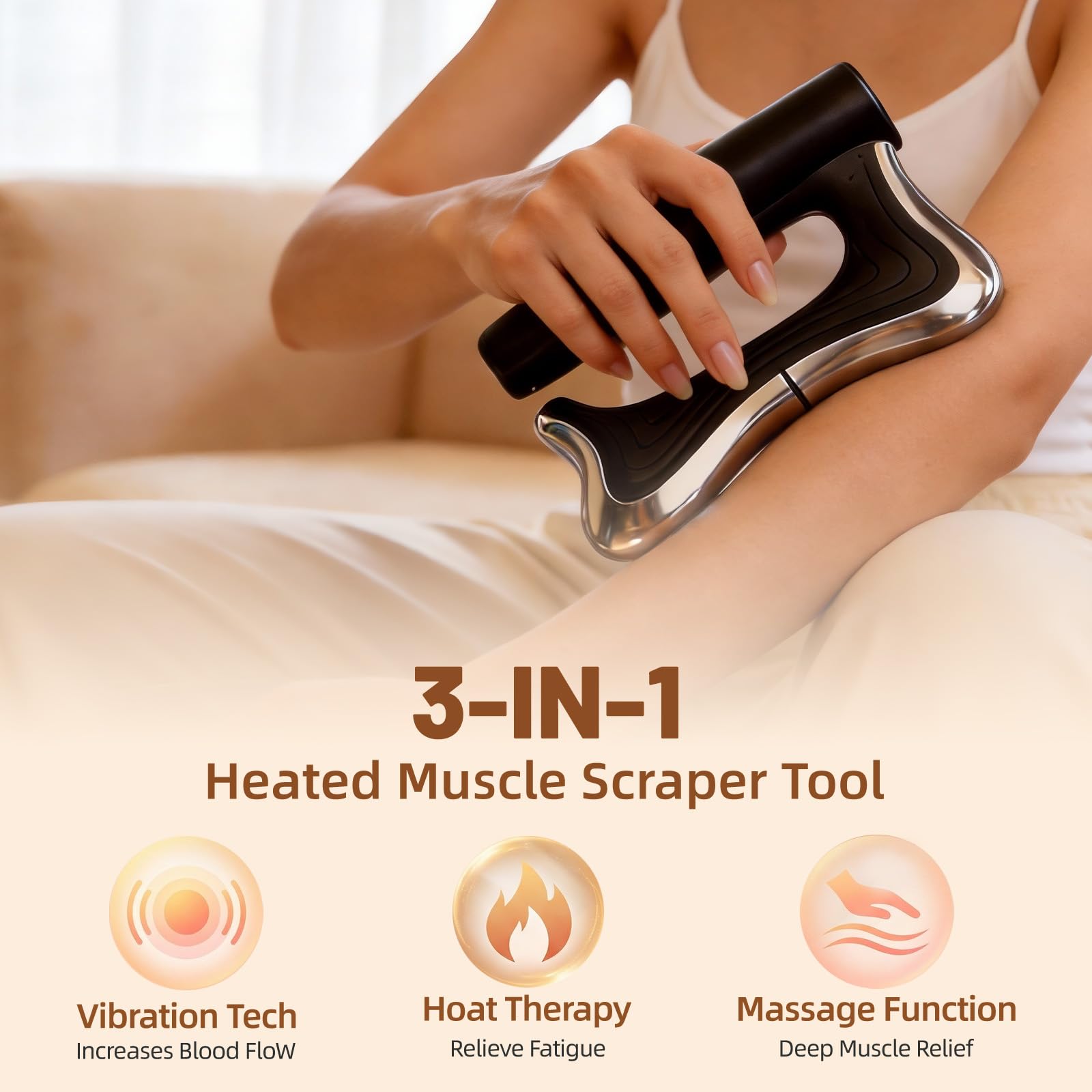 OTBK Herramienta raspadora muscular calentada, masajeador eléctrico 3 en 1 | Masaje, tabla Gua Sha, herramienta de liberación de fascia, liberación de tejido profundo, relajación muscular