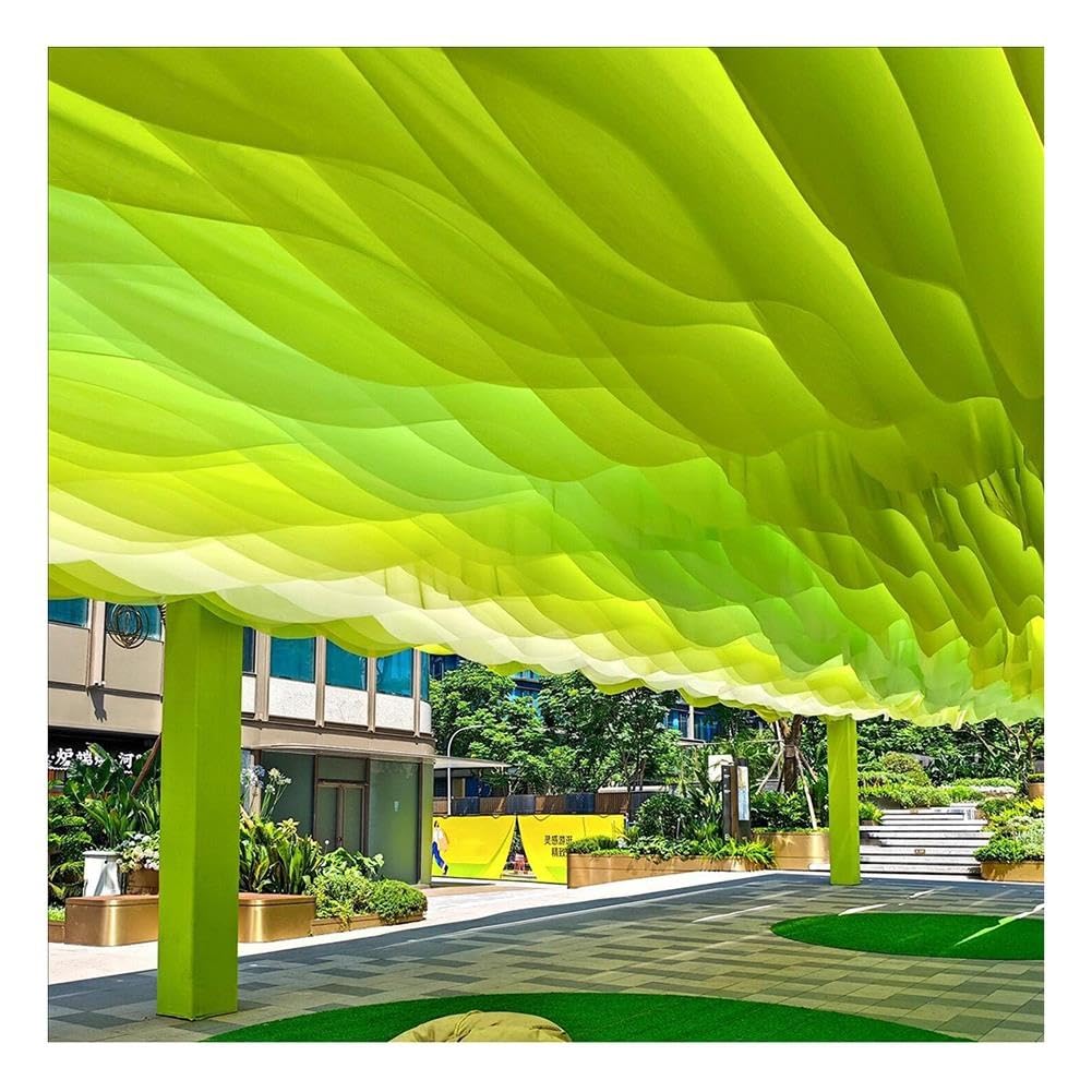 Rideaux de pergola pour la décoration d'auvents, 10 pièces | Vague Tissu en bandes avec câble métallique, Extérieur Voile décorative pour mariage Scène Plage Parc(50x500cm)