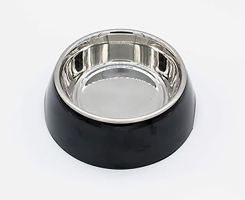 The Pets Company Stainless Steel & Melamine Dog Feeding Bowl| Food Bowl for Dogs and Cats, 210 Ml, Small, Black