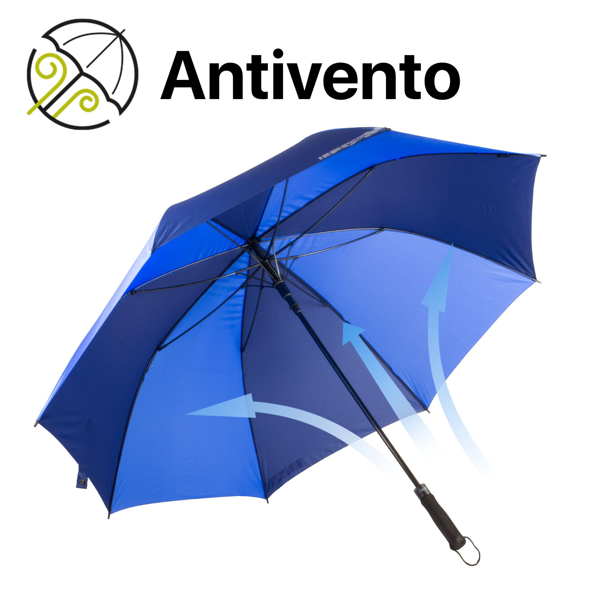 Jumbo Ombrello Lungo Automatico Maxi Golf, Antivento con Stecche in Fiberglass, Impugnatura in Neoprene, Diametro Extra Large 139 cm, Struttura Resistente per Pioggia e Vento