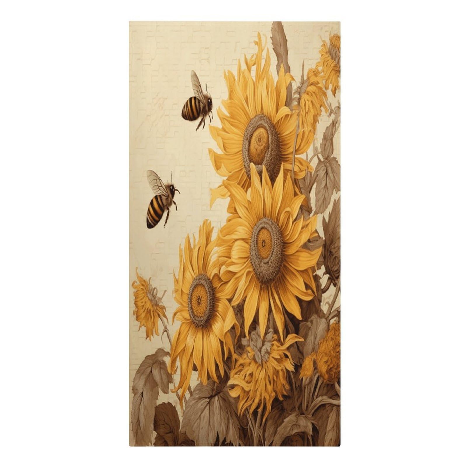 VstaDank Bees and Sunflowers on Old Paper Beach Towel Vacation Essentials Sand Free Soft Quick Dry Swim Towels 61"x30" Modern Extra Large Towels Lightweight Microfiber Beach Towel for Swimming Pool