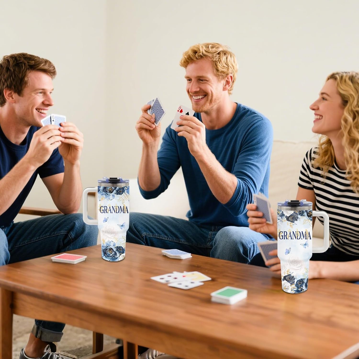 Grandma Gifts - Birthday Gifts for Grandma 40oz Tumbler with Handle and Straws, Stainless Steel Insulated Travel Mugs, Leak-Proof, Christmas Gift Floral Cup for Grandmas from Grandchildren Grandkids - Image 8