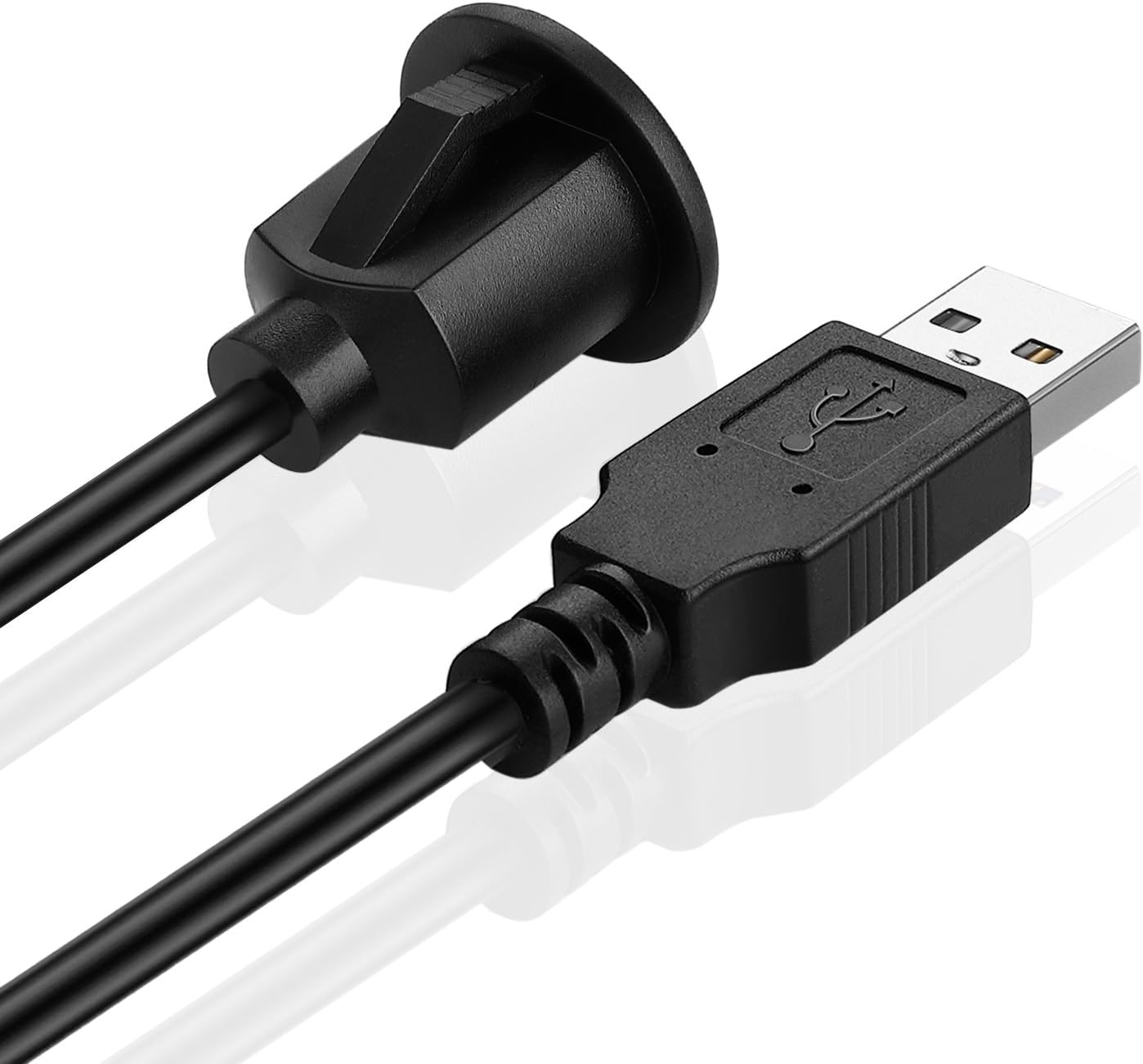 TNP USB Flush Mount Cable w/Buckle- Dashboard Panel Dash Mount 1 Port USB Socket Plug Jack Connector Extension Wire Cord Water Resistant Male to Female (1M / 3FT) - Image 4