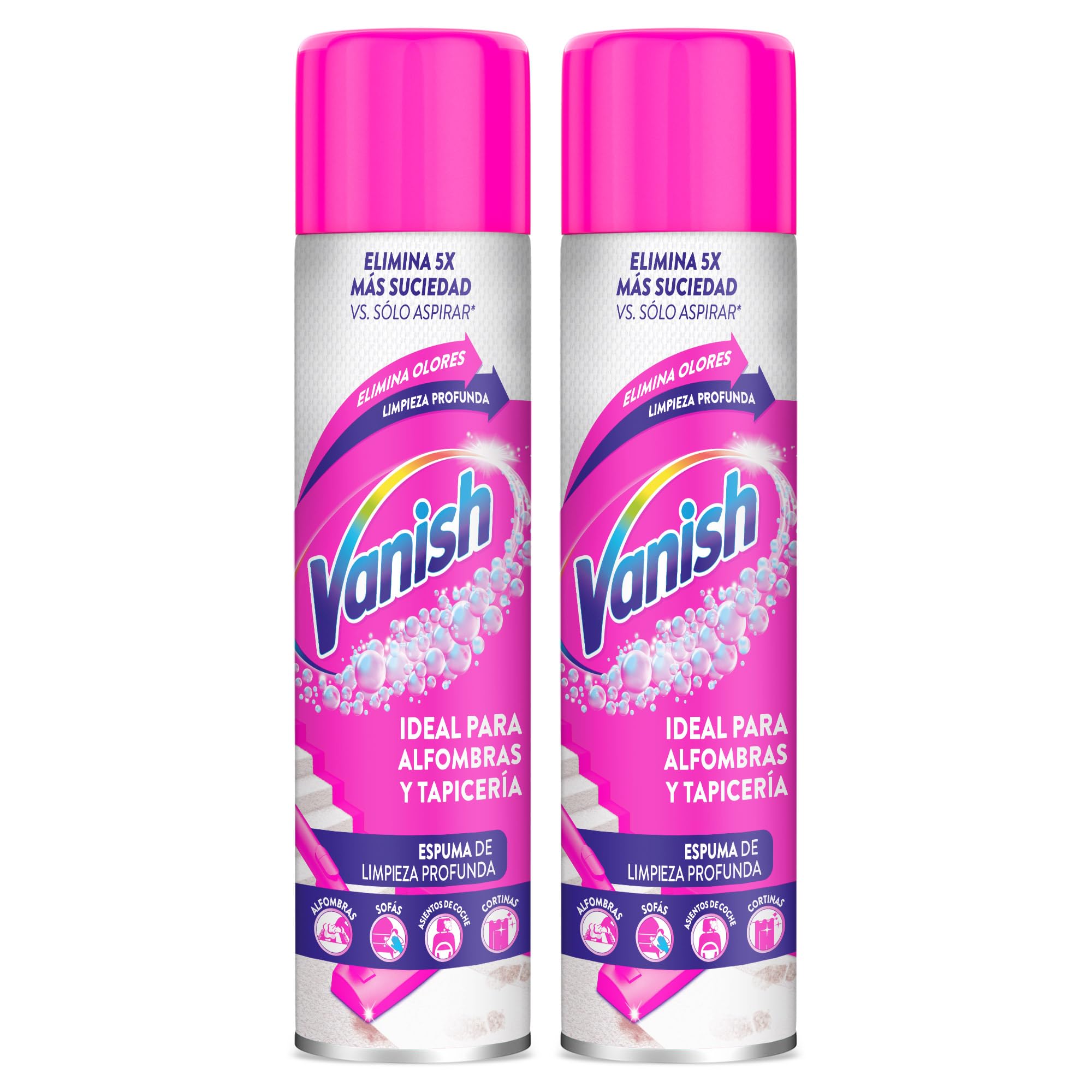 Vanish Quitamanchas Espuma Pretratante Alfombras y Tapicerías, pack de 2x 600ml