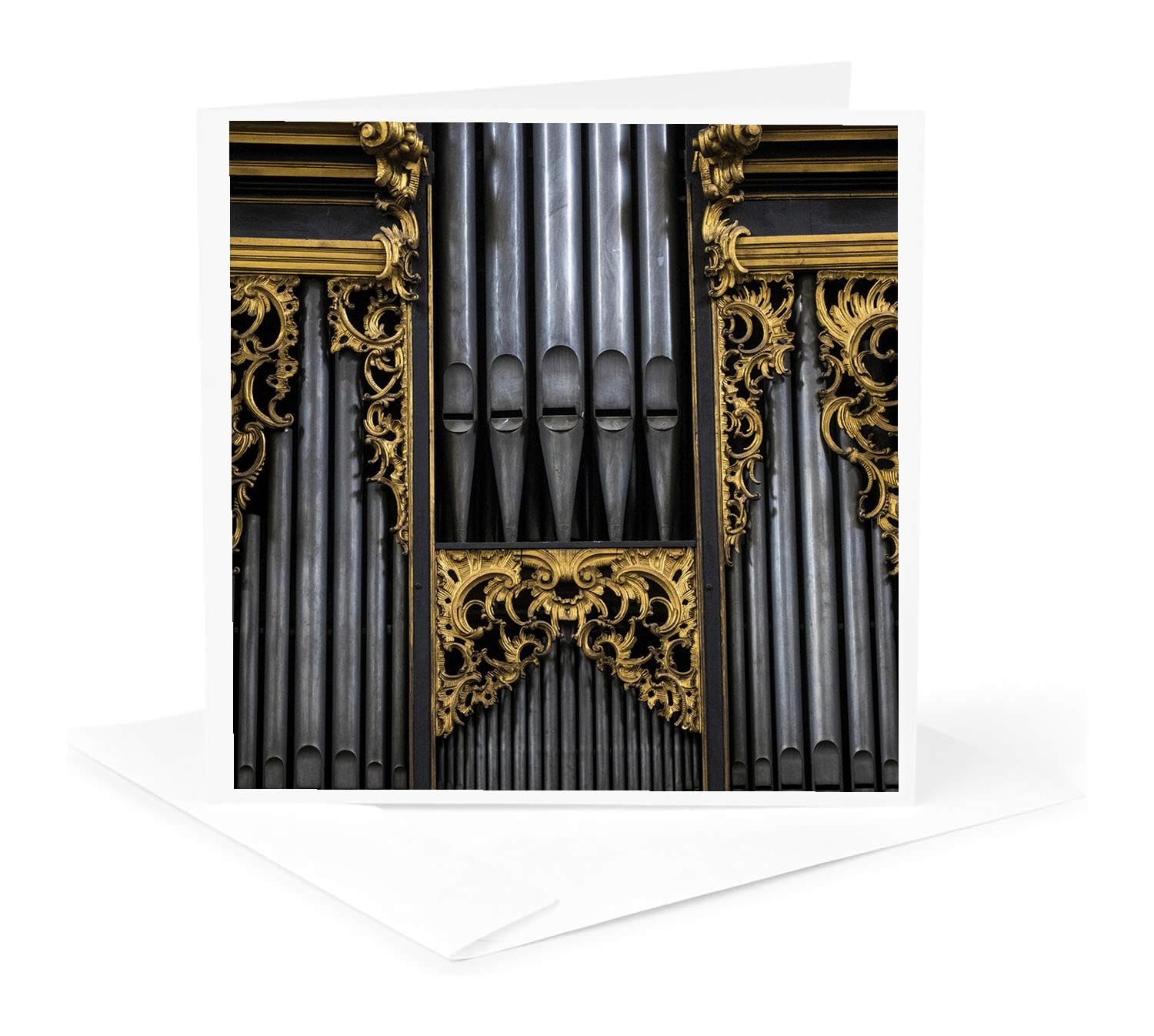 3dRose Greeting Card - Slovenia, Ljubljana. Pipe organ Franciscan Church of the Annunciation - Church